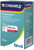 Сумамед 100мг/5мл пор д/приг сусп д/пр вн 20,925г