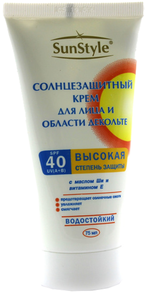 Сан Стайл Крем д/лица/декольте Солнцезащитный spf-40 uv(А+В) водостойкий 75мл (fc-16-153)