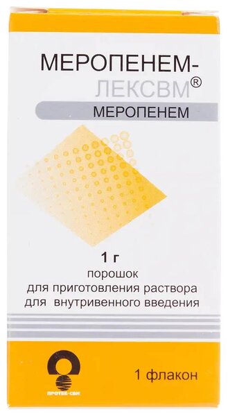 Меропенем-ЛЕКСВМ 1г пор д/приг р-ра для в/в введ фл №1