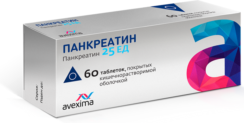 Панкреатин 25ЕД таб к/р п/плен об №60