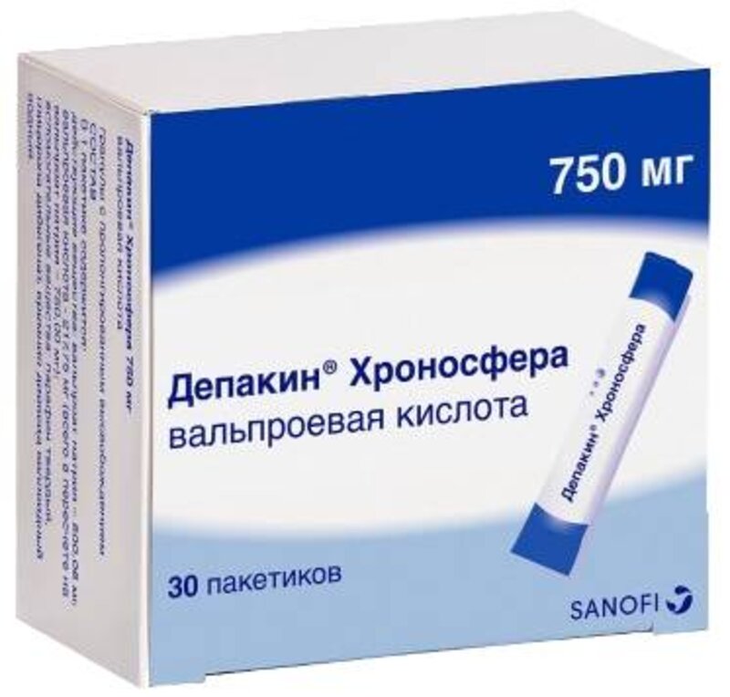Депакин Хроносфера 750мг гран пролонг высвоб пак №30