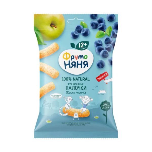 ФрутоНяня палочки кукурузные 20г яблоко/черника