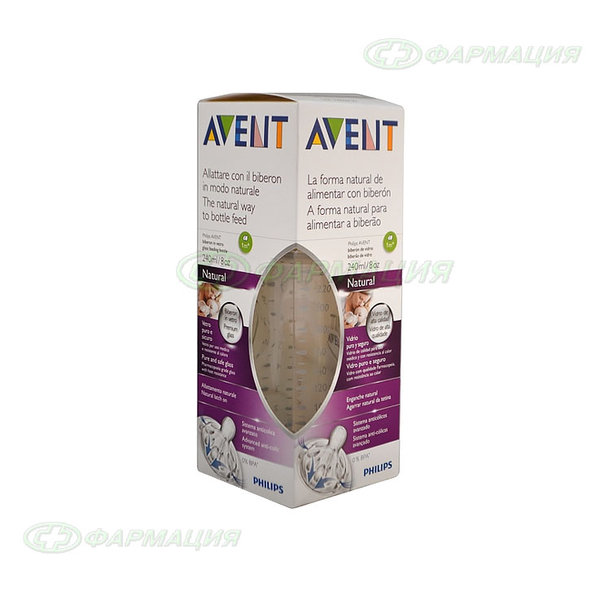 Авент Бутылочка д/кормления natural 240мл (стекло) scf053/17