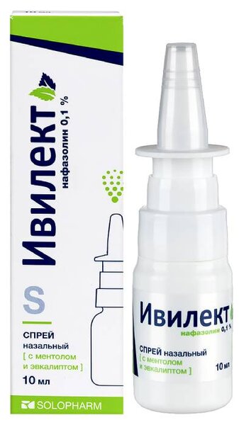 Ивилект 0,1% спрей назал с ментолом и эвкалиптом 10мл фл №1