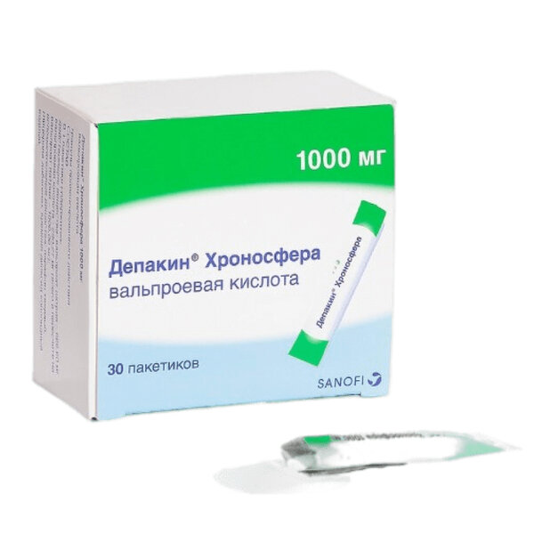 Депакин Хроносфера 1000мг гран пролонг высв пак №30