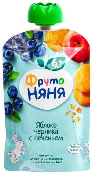 Фруто-Няня пюре яблоко/черника/печенье 90г