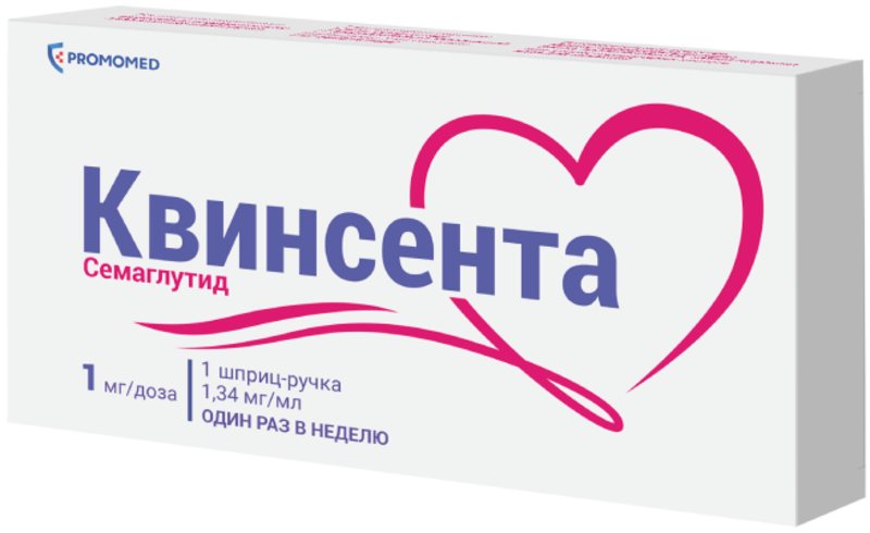 Квинсента 1мг/доза р-р для п/к введ 3мл шприц-ручка №1в компл.с иглами 4шт
