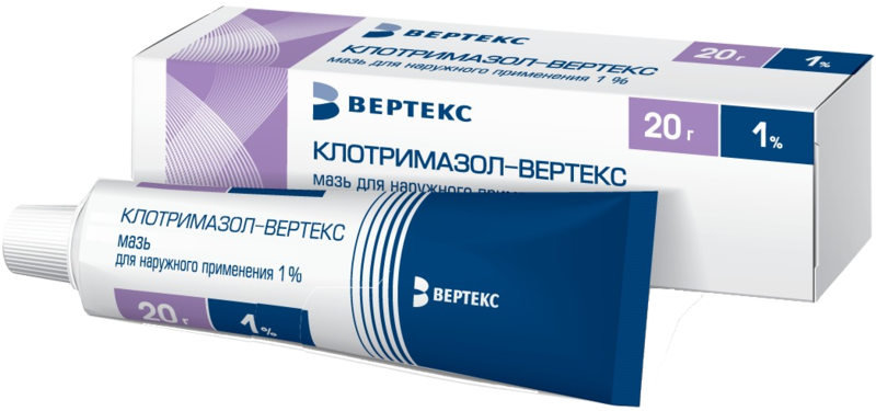 Клотримазол-Вертекс 1% мазь д/наруж прим 20г №1