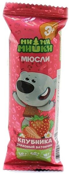 Батончик-мюсли Ми-Ми-Мишки злаковый Клубника 24г
