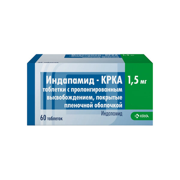 Индапамид-КРКА 1,5мг таб с пролонг высвоб п/плен об №60